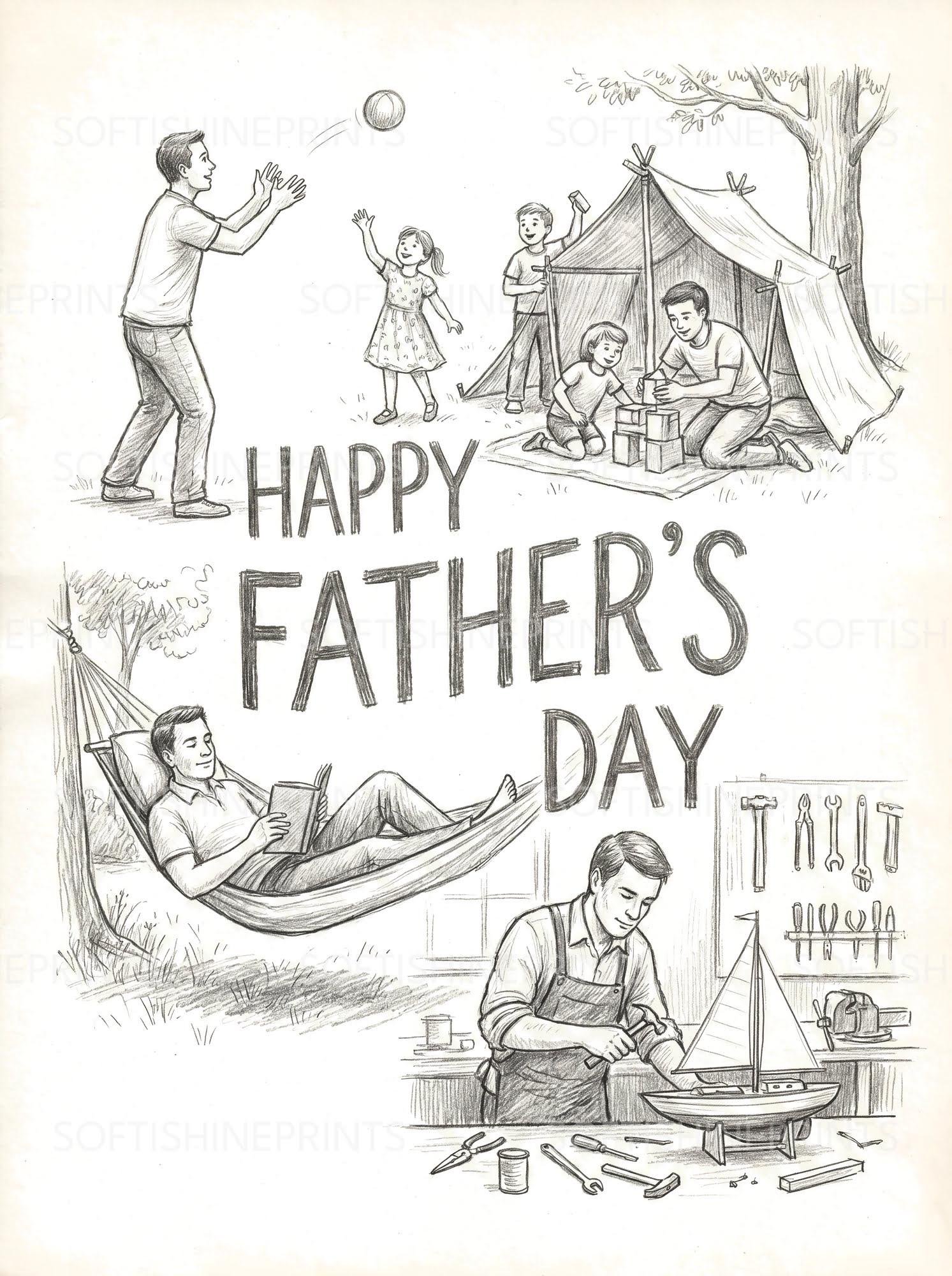 Father's Day JPG Image Set | 27 Illustrations | Opaque White Background - printable digital download by SoftiShinePrints