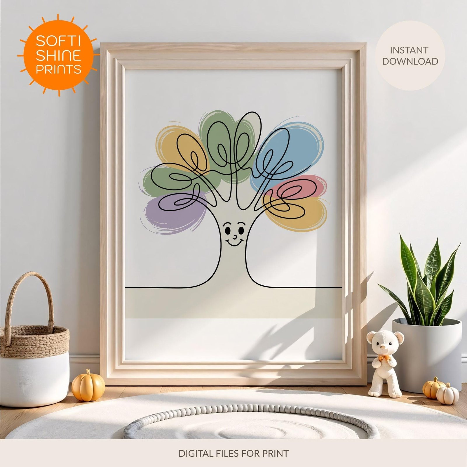 Children's happy tree decor. - printable digital download by SoftiShinePrints